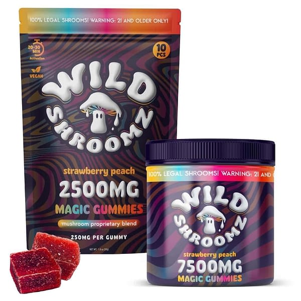  WILD STRAWBERRY 9セット Wild Shroomz Mushroom + Delta 9 Gummies “Strawberry Peach” – Wild